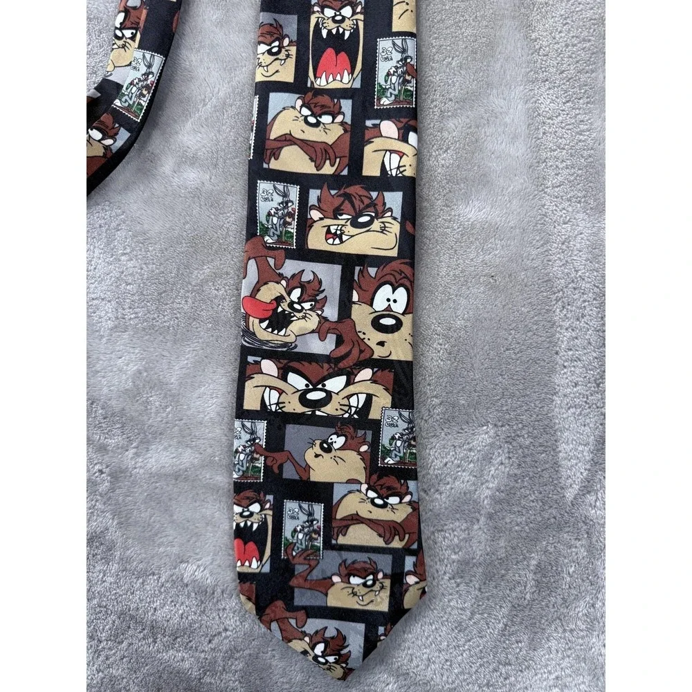Looney Tunes Tasmanian Devil Tie Mens Black Stamp Collection Novelty Cartoon